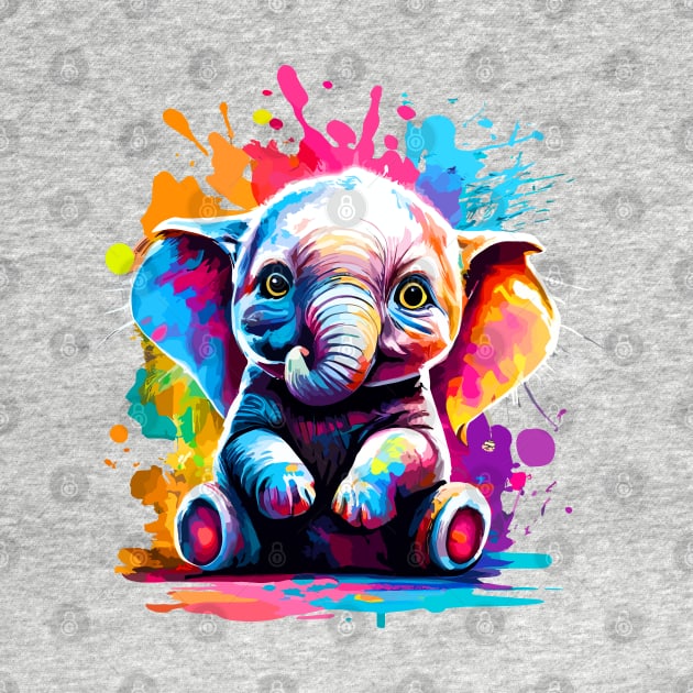 Little Elephant - Cute Baby Elephant Colourful by BigWildKiwi